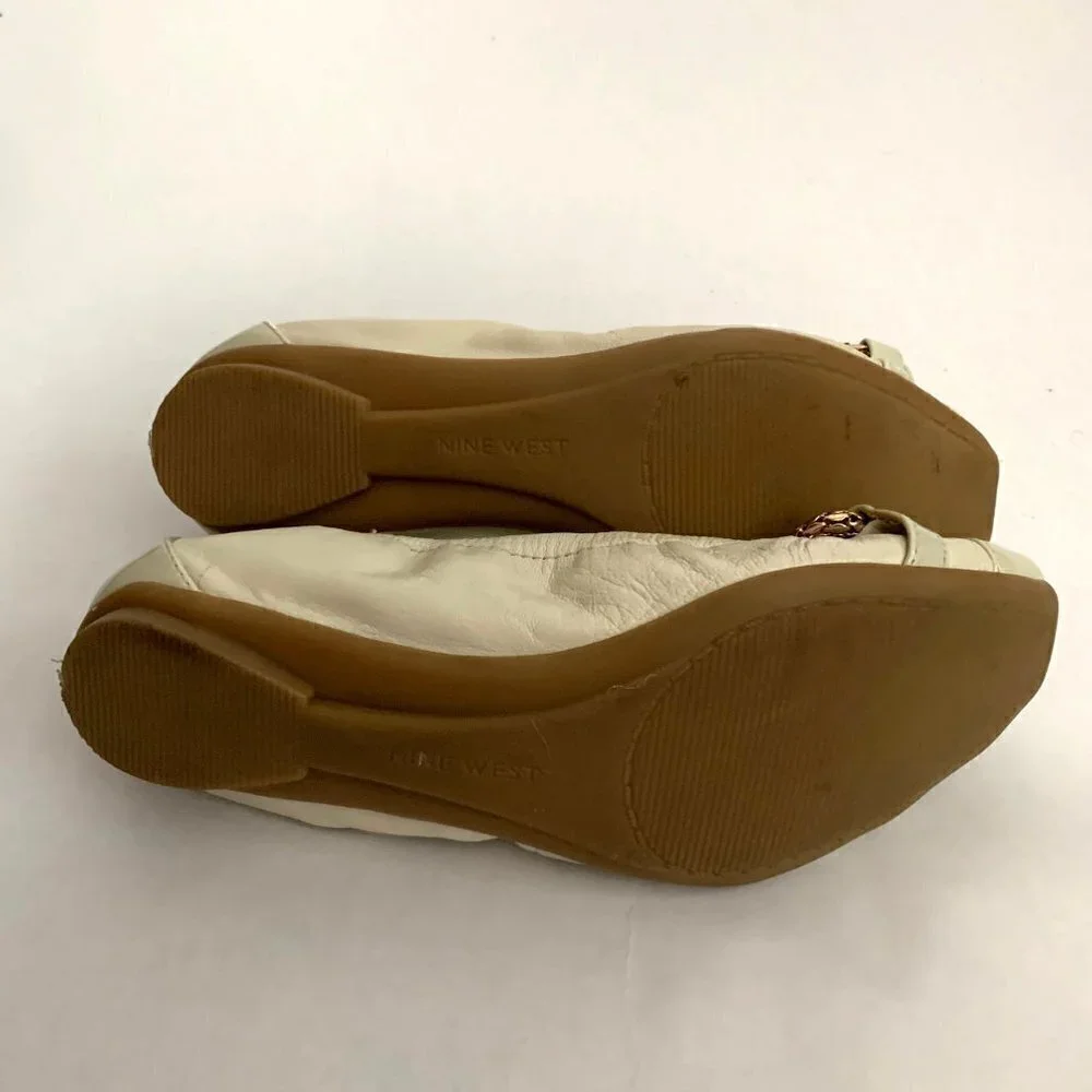 Nine West Cream Leather Flats - Size 5.5